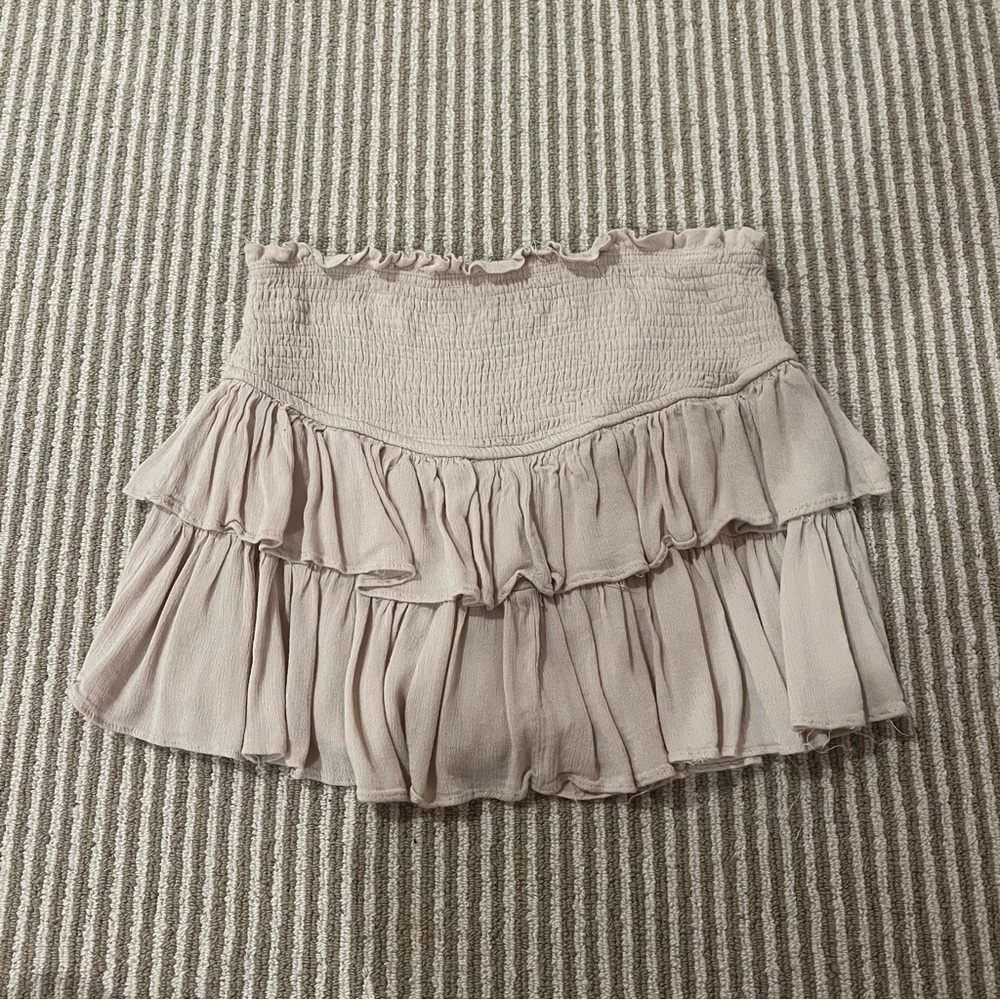 Beige Mini Ruffle Skirt Size Small